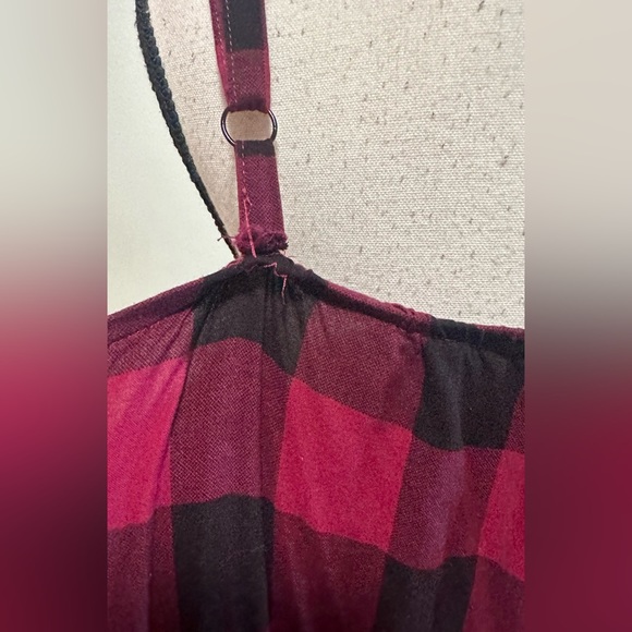 Torrid Burgundy Blaek Gingham Plaid Challis High Low Maxi Dress Sz 4 - Picture 16 of 16